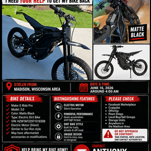2026 Eride Pro 3.0 e-motorcycle Black