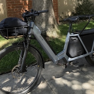 2026 Velotric Packer 1 cargo bike rear Silver, gray or bare metal