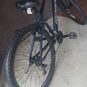 2025 Genesis Silverton Men's Mountain Bike Blue and Silver, gray or bare metal