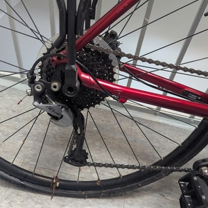 Trek FX 3 Red, Black, and Silver, gray or bare metal