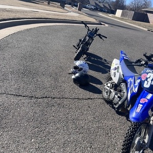 2008 Yamaha TTR-110 Blue, White, and Stickers tape or other cover-up