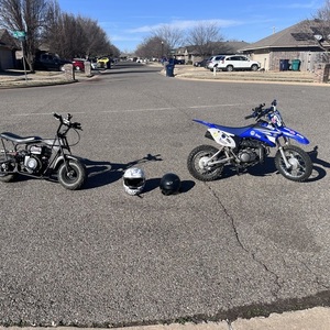 2008 Yamaha TTR-110 Blue, White, and Stickers tape or other cover-up