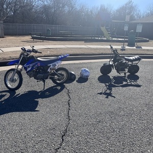 2008 Yamaha TTR-110 Blue, White, and Stickers tape or other cover-up