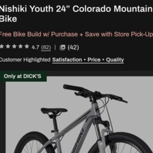 2026 Nishiki Youth 24" Colorado mountain bike Silver, gray or bare metal