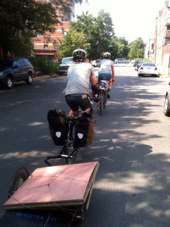 Bike Index riding home from registering bikes at Pitchfork Festival, 2013