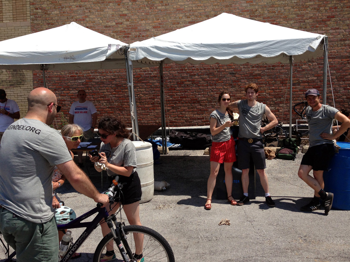 Registering bikes Saturday at Pitchfork Festival