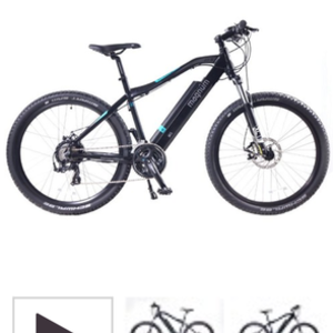 2018 Green path electric bike company Black with sky blue and gray letters and design on it Black