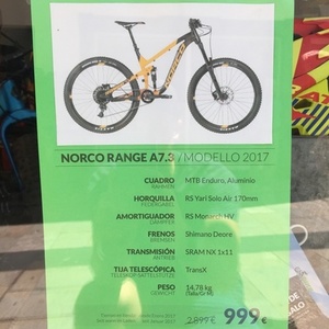 2017 Norco Bikes Range 7.3 Orange and Black