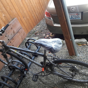 It's a second-hand bike. Silver, gray or bare metal