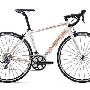 2015 Giant Female White, Orange, and Silver, gray or bare metal