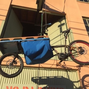 2019 Custom Built Solar Cargo Bike Silver, gray or bare metal and Blue