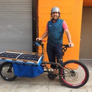 2019 Custom Built Solar Cargo Bike Silver, gray or bare metal and Blue