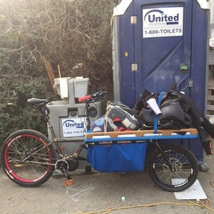 2019 Custom Built Solar Cargo Bike Silver, gray or bare metal and Blue