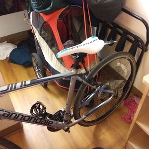 Cannondale Mountain bike Silver, gray or bare metal, Blue, and Black