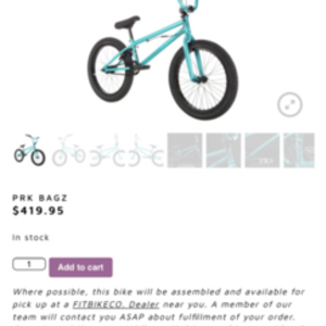 2019 Fit bike Co. Prk bagz Teal