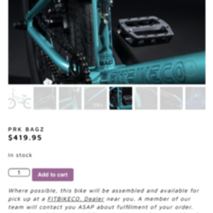 2019 Fit bike Co. Prk bagz Teal