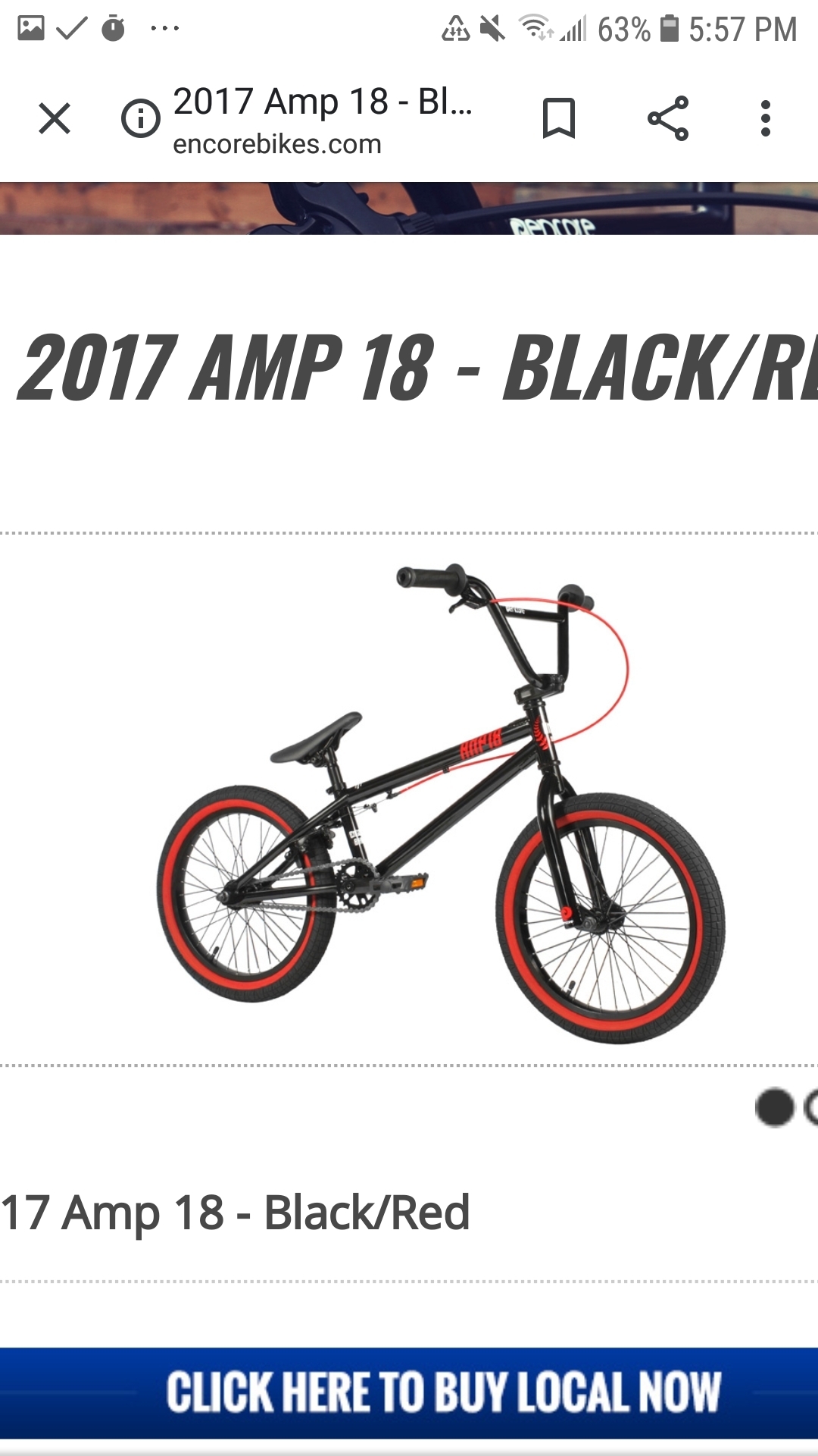 2017 Encore Amp 18 bmx Hitensile steel frame