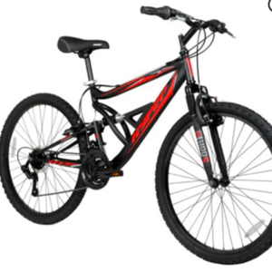 2019 Hyper Hyper 26" Shocker Men's Dual Suspension Mountain Bike, Black Black and Red