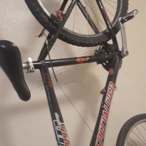 Specialized Hardrock A1 Comp FS Black, Red, and Silver, gray or bare metal