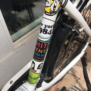 2018 Raleigh Sprite - Electric White, Blue, and Stickers tape or other cover-up