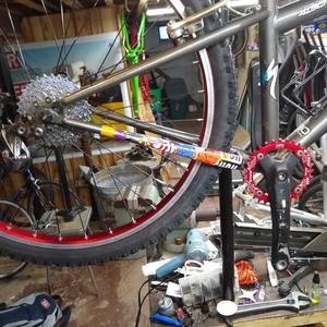 2010 Specialized Hardrock Silver, gray or bare metal and Stickers tape or other cover-up