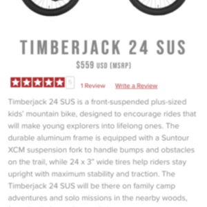 2020 Salsa Timber jack 24” Sus Red