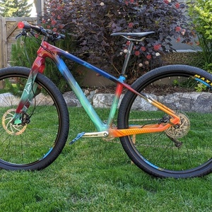 2020 Custom Carbon Mountain Bike Graffiti Bike Blue, Red, and Yellow or Gold