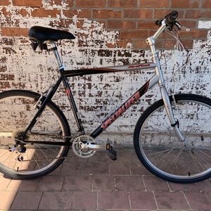 Specialized Hardrock Silver, gray or bare metal, Black, and Red