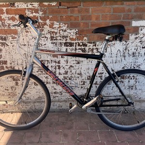 Specialized Hardrock Silver, gray or bare metal, Black, and Red