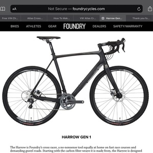 Foundry Cycles Harrow Gen 1 Black and Silver, gray or bare metal