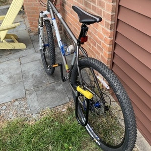 2014 Jamis Dragon Sport 29 Silver, gray or bare metal and Blue