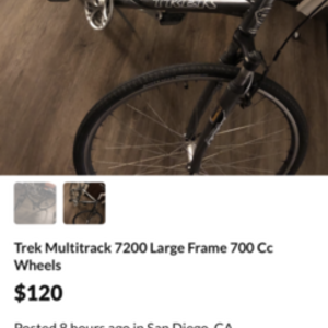 2009 Trek 7200 Silver, gray or bare metal and Black