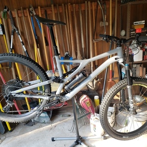 2020 Specialized Stump Jumper FSR Silver, gray or bare metal and Green