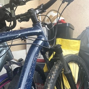 Trek Marlin Blue, Stickers tape or other cover-up, and White