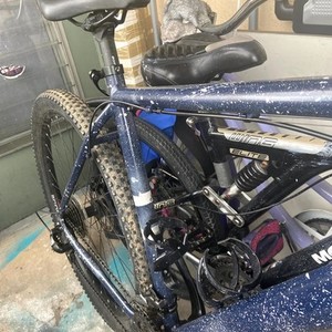 Trek Marlin Blue, Stickers tape or other cover-up, and White