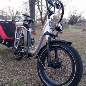 2021 Rad Power Bikes RadRunner Plus cargo bike (rear storage) Silver, gray or bare metal and Black