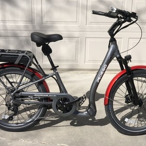 2021 Pedego BOOMERANG PLATINUM 24" EBIKE Silver, gray or bare metal and Red