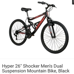 2017 Hyper 26" Shocker Mens Dual Suspension Moun... Black and Red
