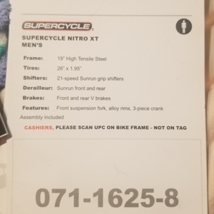 2021 Supercycle Nitro XT 19" High Tensile Steel Silver, gray or bare metal, Orange, and Black
