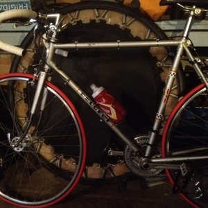 My actual bike: 1970s Peugeot Reynolds 531, Silver, customized 