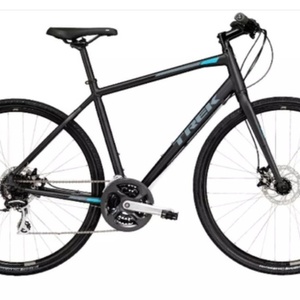 2018 Trek Fx-2 Disc Black, Blue, and Silver, gray or bare metal