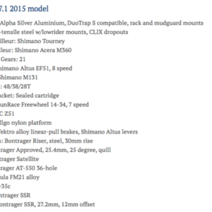 2015 Trek A2 15 7.1 FX Silver or Gray