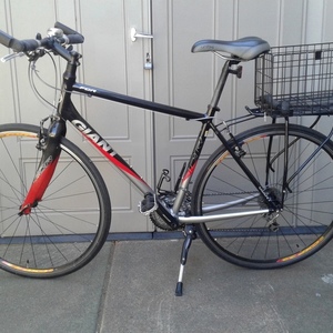 Giant Black, Red, and Silver, gray or bare metal