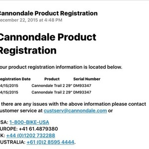 2015 Cannondale 29er M TRAIL 2 Frame # CM14L520294 Black