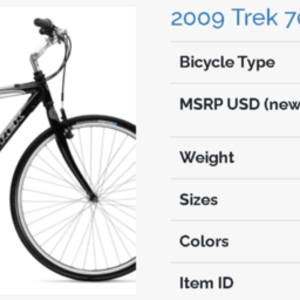 2009 Trek 7000 Silver, gray or bare metal and Black