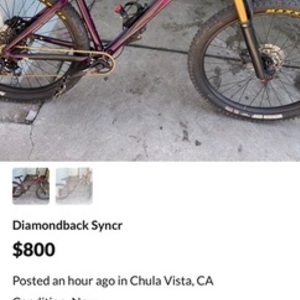2018 Diamondback Sync'r Purple