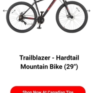 Raleigh Trailblazer Hardtail Mountain Bike 29 Black and Red