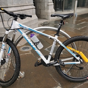 2015 Giant Talon 27.5 1 White, Blue, and Silver, gray or bare metal