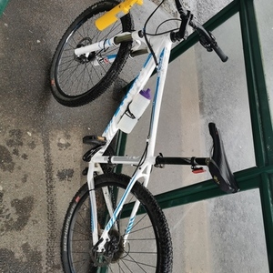 2015 Giant Talon 27.5 1 White, Blue, and Silver, gray or bare metal