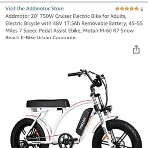 2021 AddMotor Motan M-60 R7 Snow Beach E-Bike Urban... White